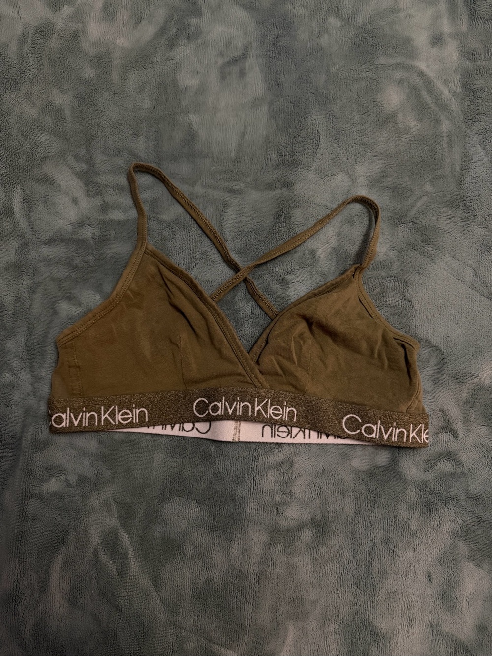 Calvin Klein Olive Green Bralette with Logo Band